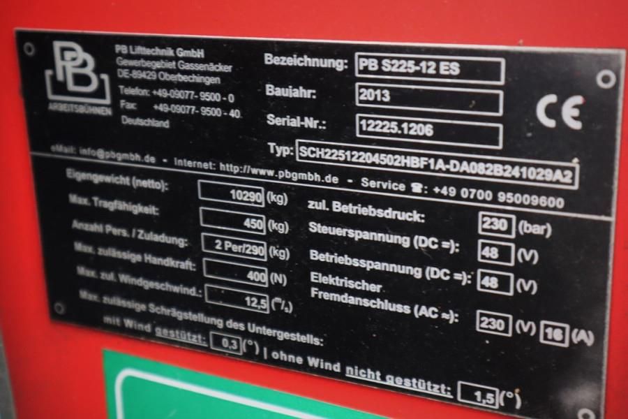 PB Lifttechnik S225-12ES Electric, 4x2 Drive, 22.5m Working Heigh