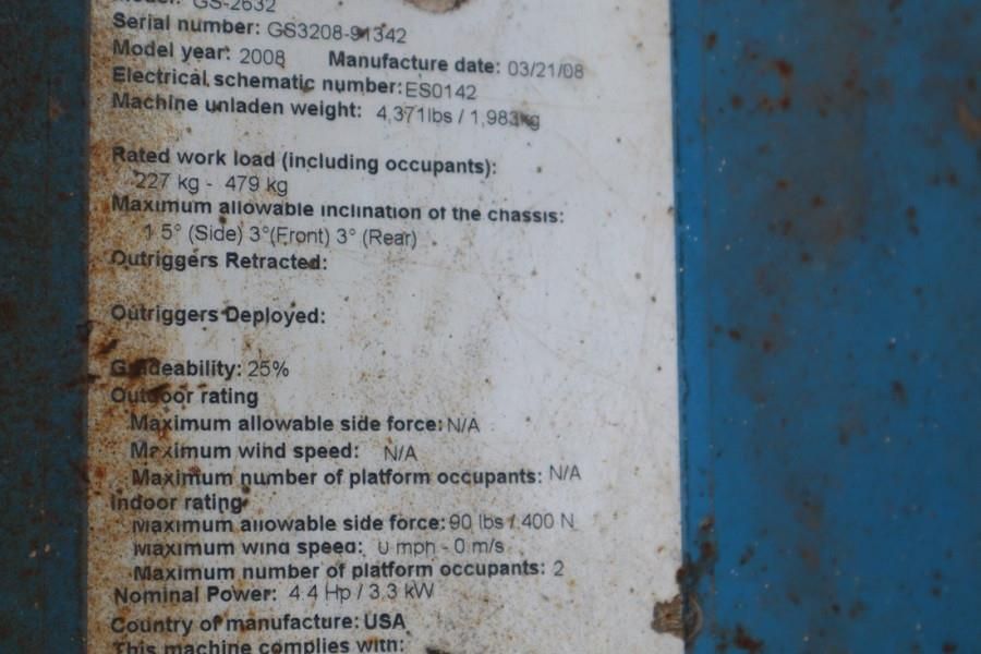 Genie GS2632 Electric, Working Height 10m, 227kg Capacit