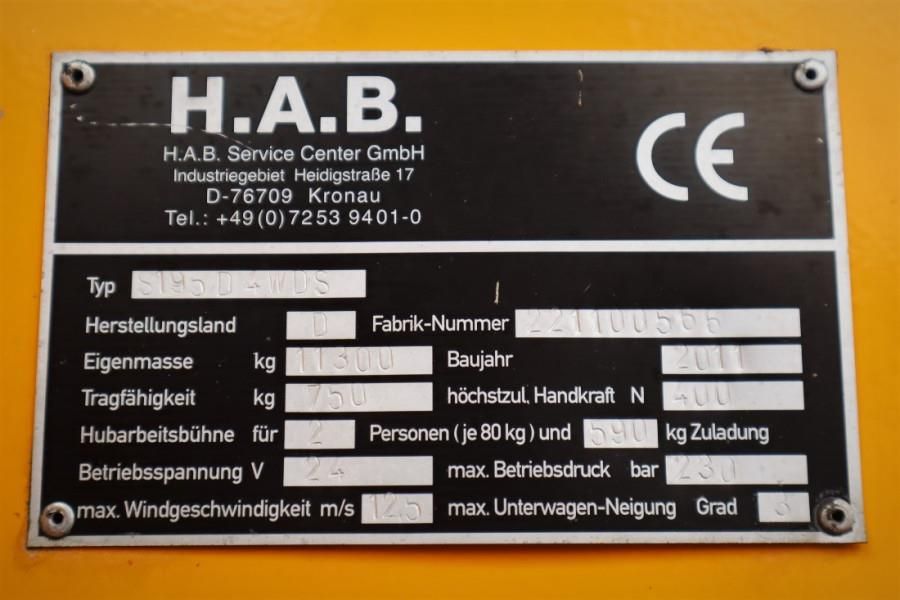 HAB S195-24 D4WDS Diesel, 4x4 Drive, 19.5m Working Hei