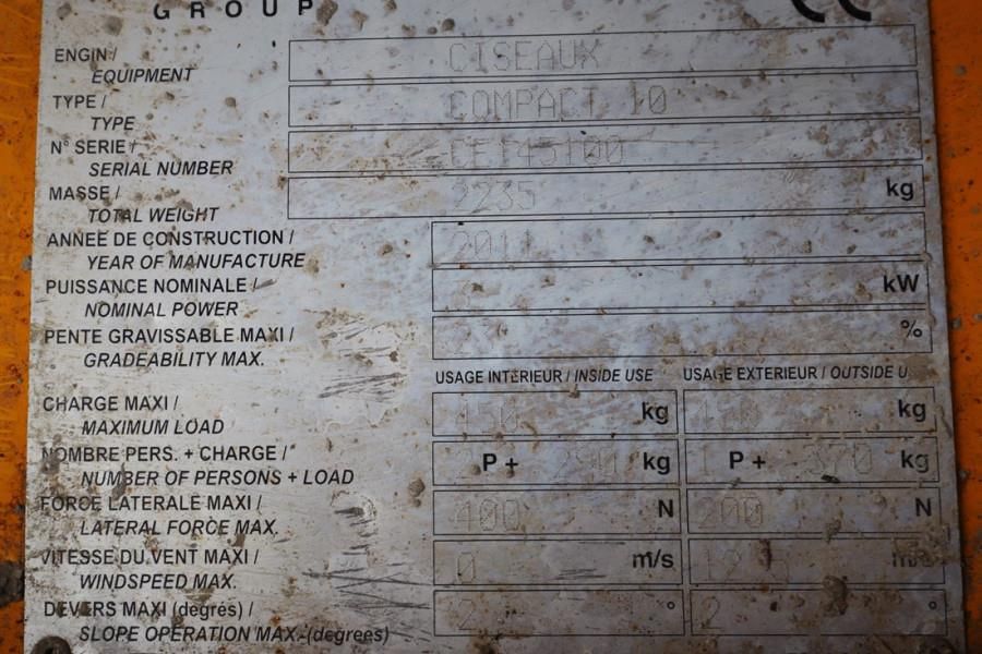 Haulotte Compact 10 Electric, 10m Working Height, 450kg Cap