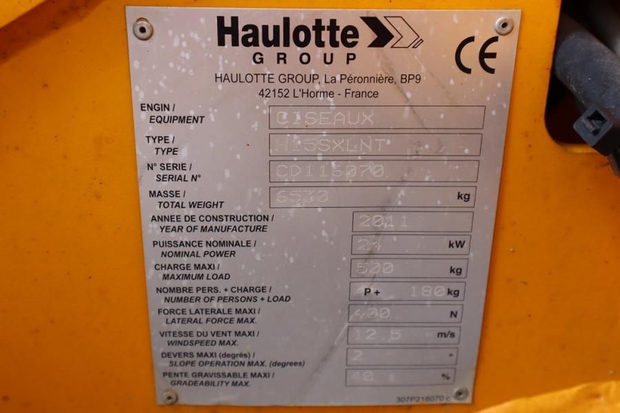 Haulotte H15SXL Diesel, 4x4 Drive, 15m Working Height, 500k