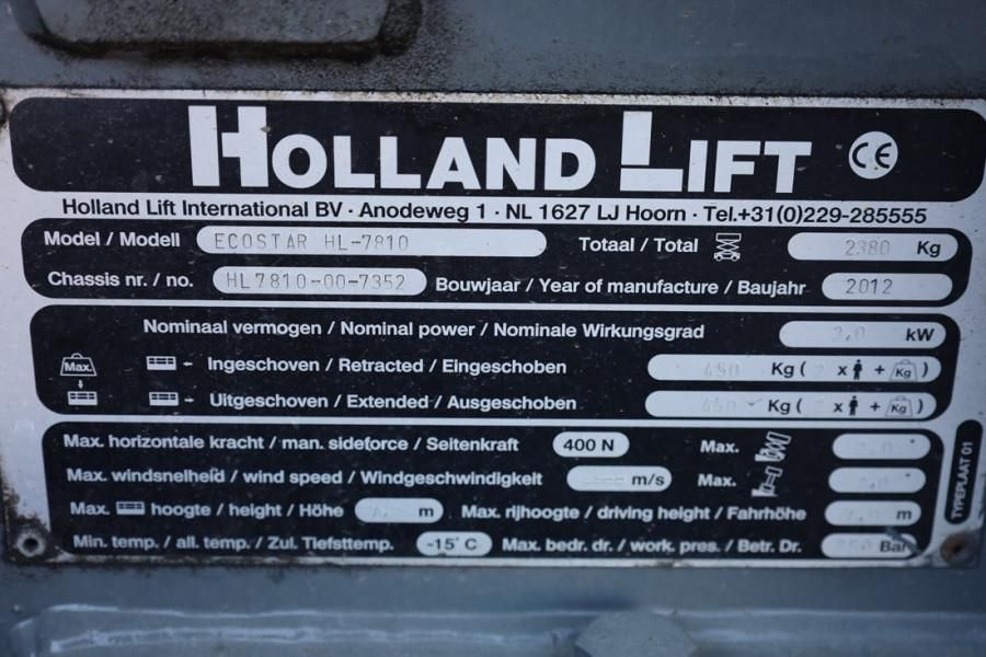 Holland Lift Ecostar HL-7810 Electric, 10m Working Height, 450k