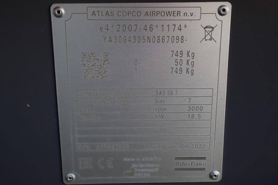 Atlas Copco XAS 58-7 Valid inspection, *Guarantee! Diesel, Vol