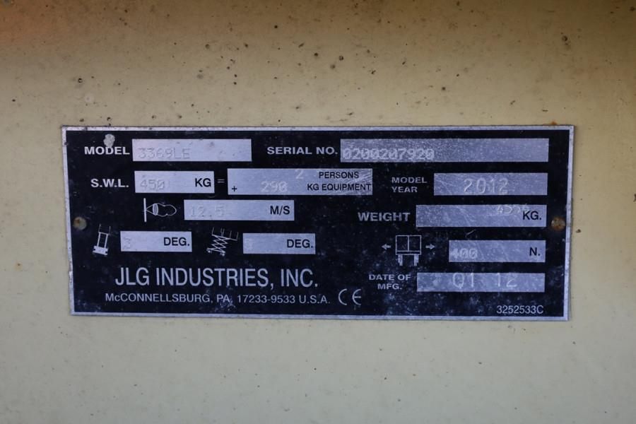 JLG 3369LE Electric, 12m Working Height, 450kg Capacit