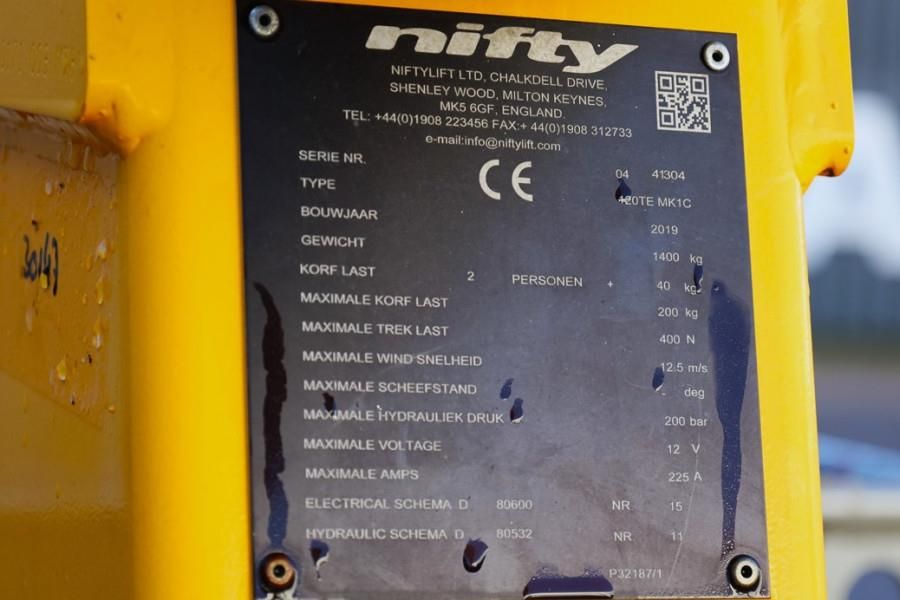 Niftylift 120TE Electric, 12.2m Working Height, 6.1m Reach,
