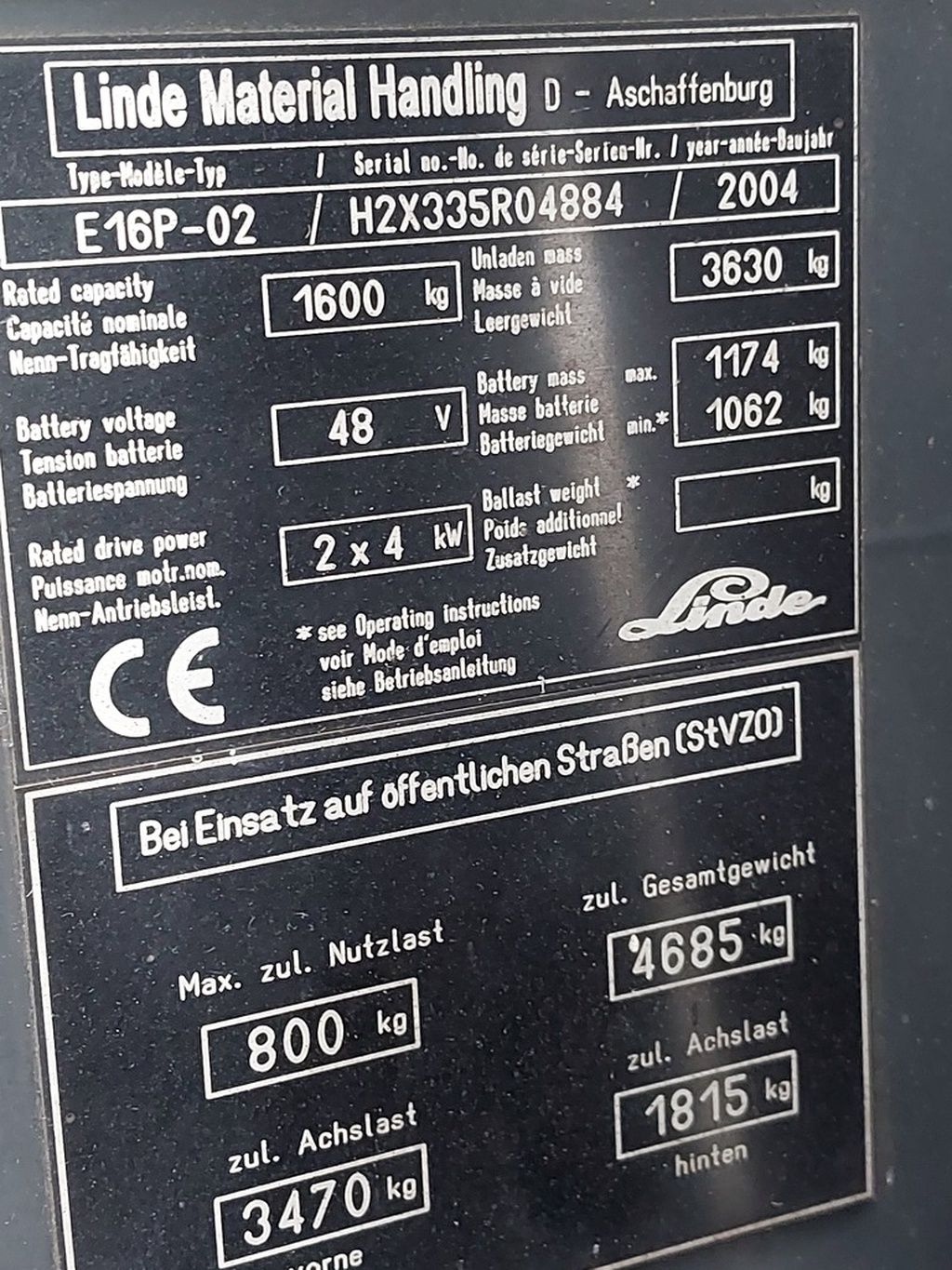 Linde E16 met cabine
