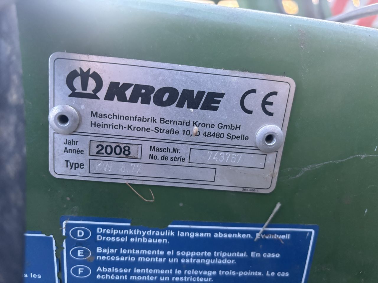 Krone kw 6.72 schudder bj 2008