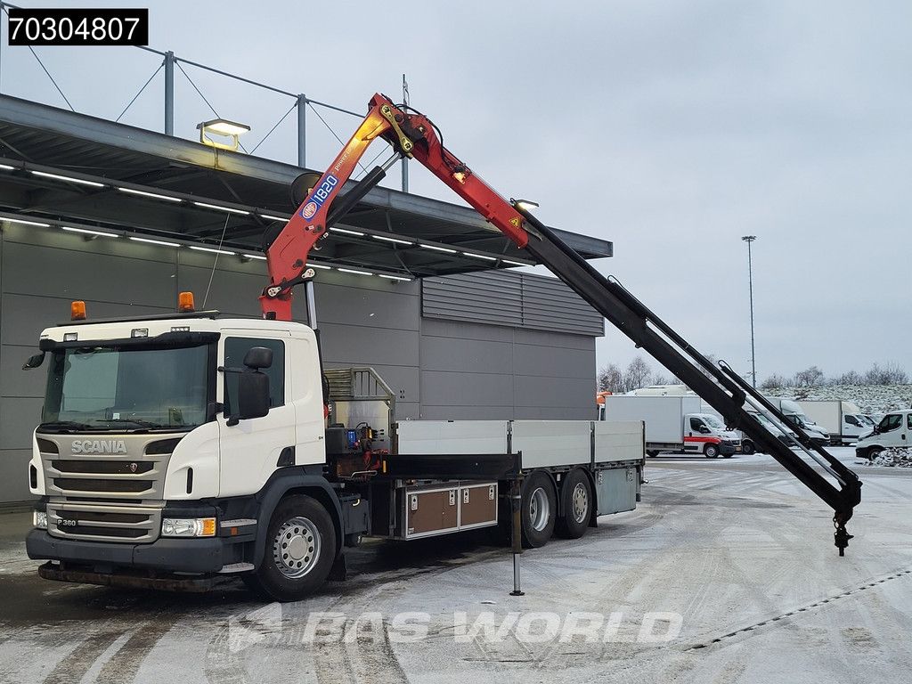 Scania P P360 6X2 HMF 1820-K4 Crane rotator Lift+steering axle Automatic Euro 6