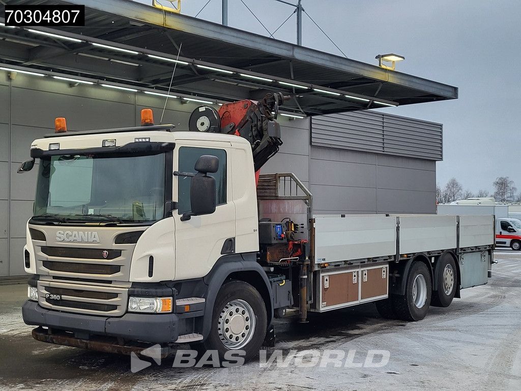 Scania P P360 6X2 HMF 1820-K4 Crane rotator Lift+steering axle Automatic Euro 6