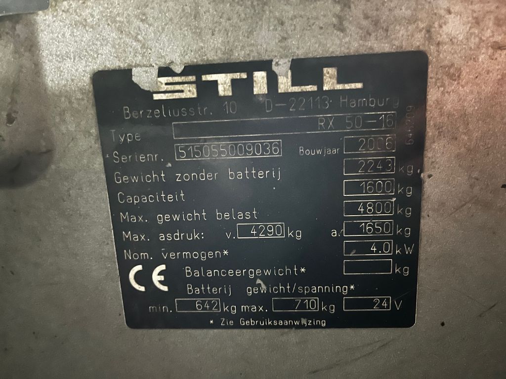 STILL RX50-16 Elek. Heftruck Hydr.vorkenverstelling Sideshift