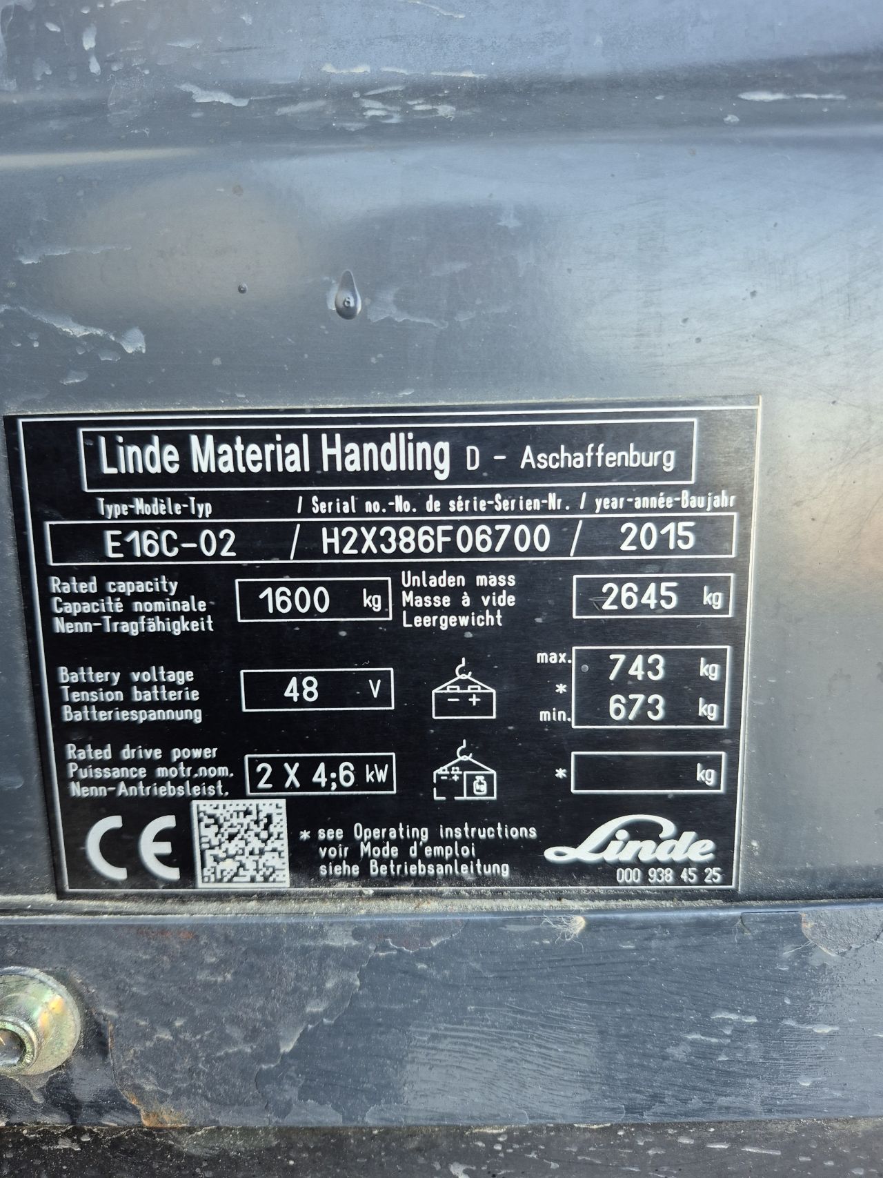Linde E16C-02 bj 2015 triplex sideshift 4.620 mm accu bj 2019