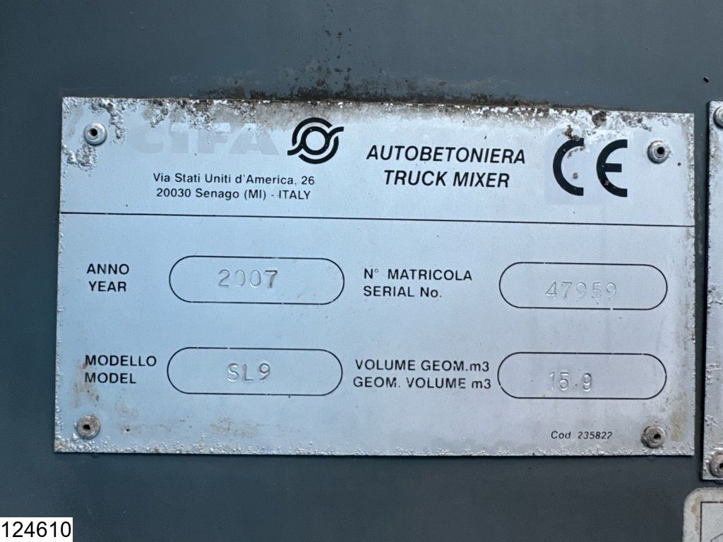 Scania P 380 8x4, EURO 4, CIFA, 9m3, Manual transmission