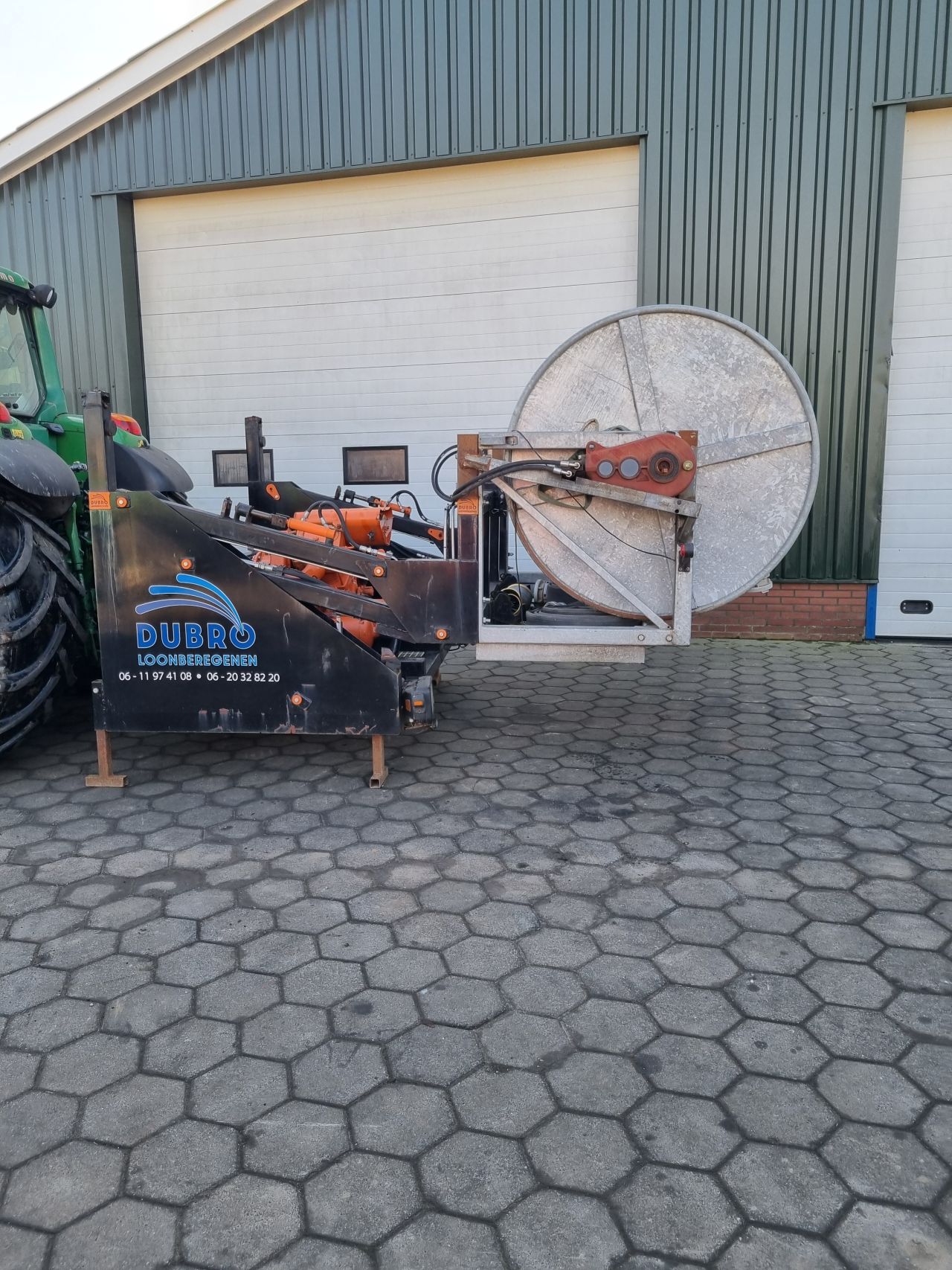 Slangenhaspel met pto aangedreven Compressor. (sleepslang)