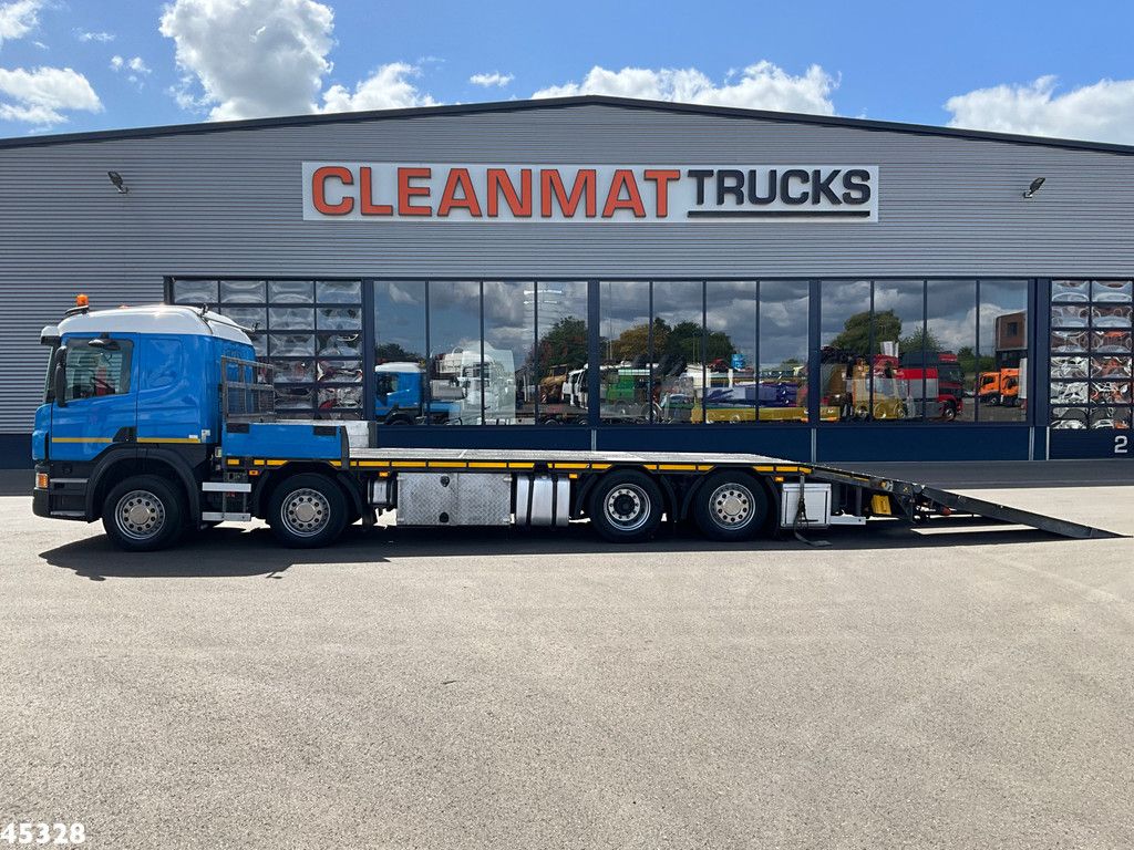 Scania P 410 8x2 Euro 6 Retarder Autotransporter met hydraulische oprijrampen