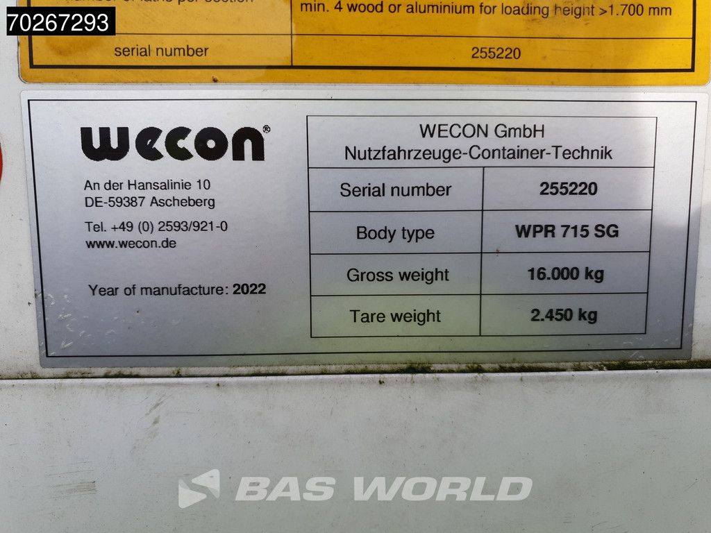 Wecon WPR 715 SG 6X2 Durchladesysteem 20FT / BDF / Wecon / Wechselbrücke