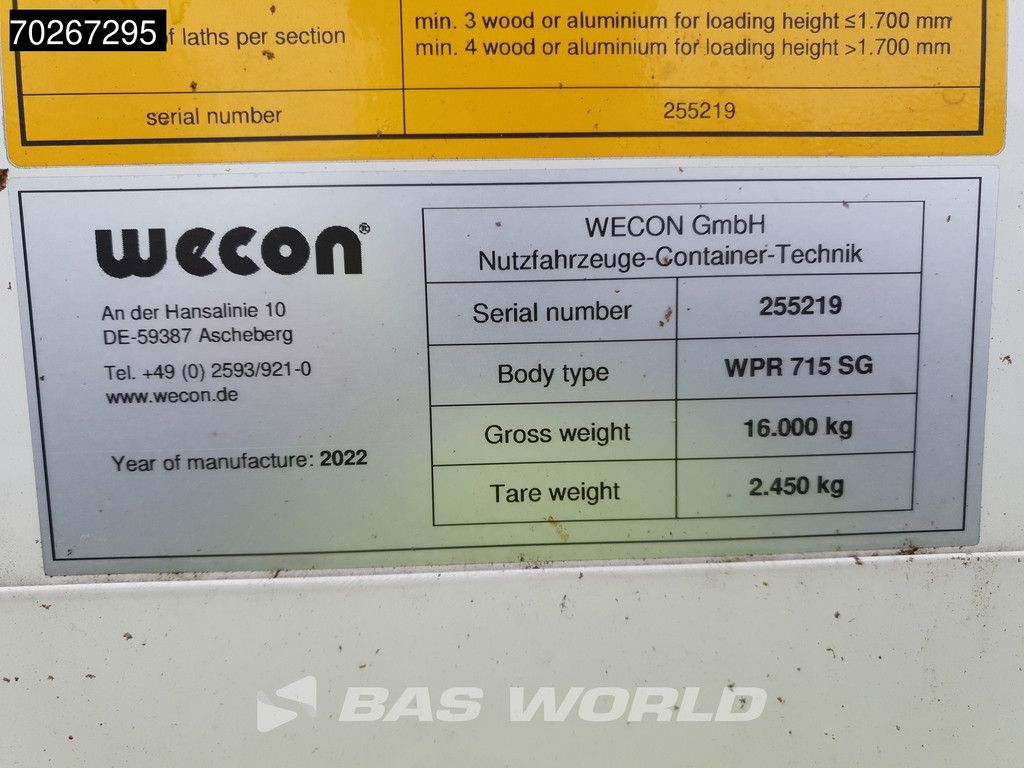 Wecon WPR 715 SG 8X2 Durchladesysteem 20FT / BDF / Wecon / BDF Swap Body