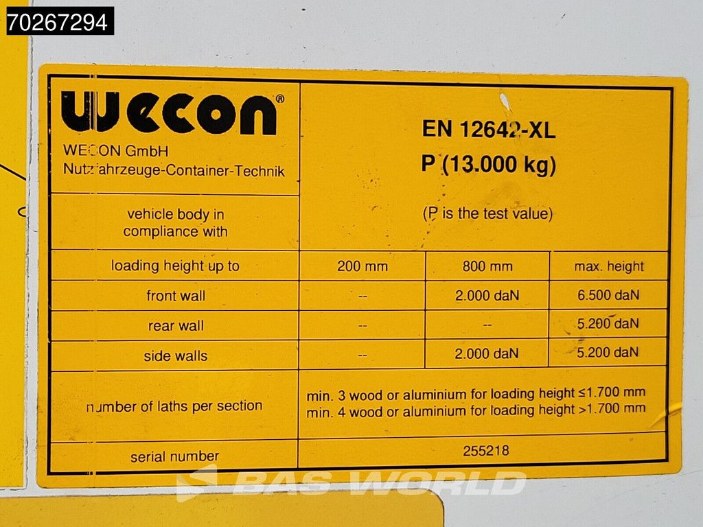 Wecon WPR 715 SG 6X2 Durchladesysteem 20FT / BDF / Wecon / BDF Brücke / Wechselkoffer