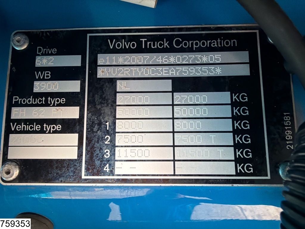 Volvo FH 460 6x2, EURO 6, ACC, PTO, Overpressure unit