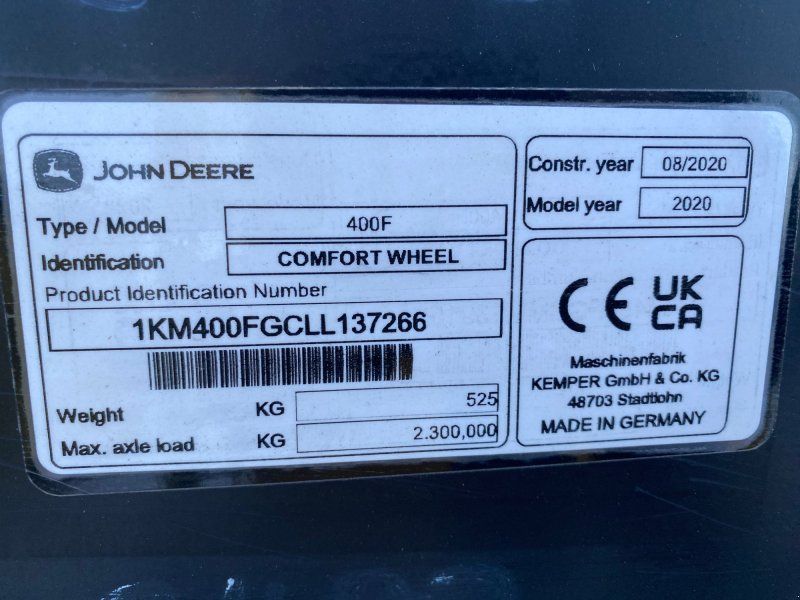 Kemper 400F Komfort Zusatzfahrwerk JD 400 F 460 SB