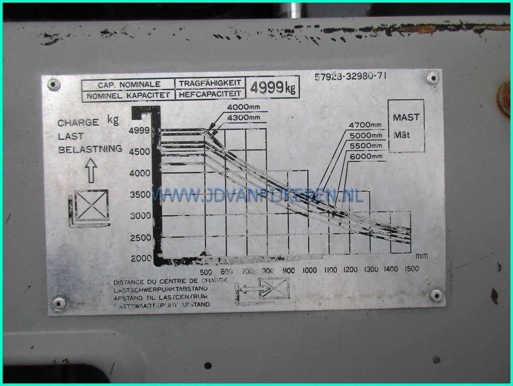 Toyota 02-7FD45 diesel 5000kg+triplex6m+freelift+3xhydrauliek