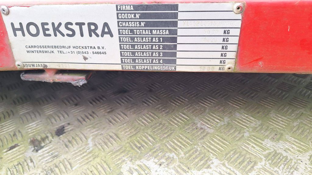 Hoekstra BE OPL 6T-L Pritschenanhänger, 3930 kg, Baujahr 2001