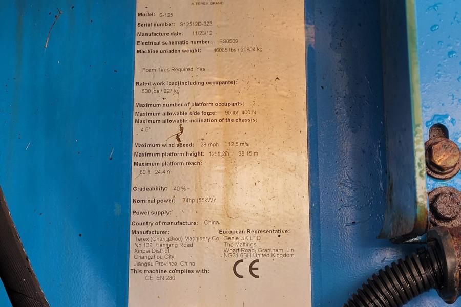 Genie S125 As-Is, Diesel, 4x4x4 Drive, 40.1m Working Hei