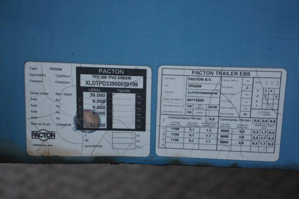 Flatbed Trailer Pacton TPD339 2008