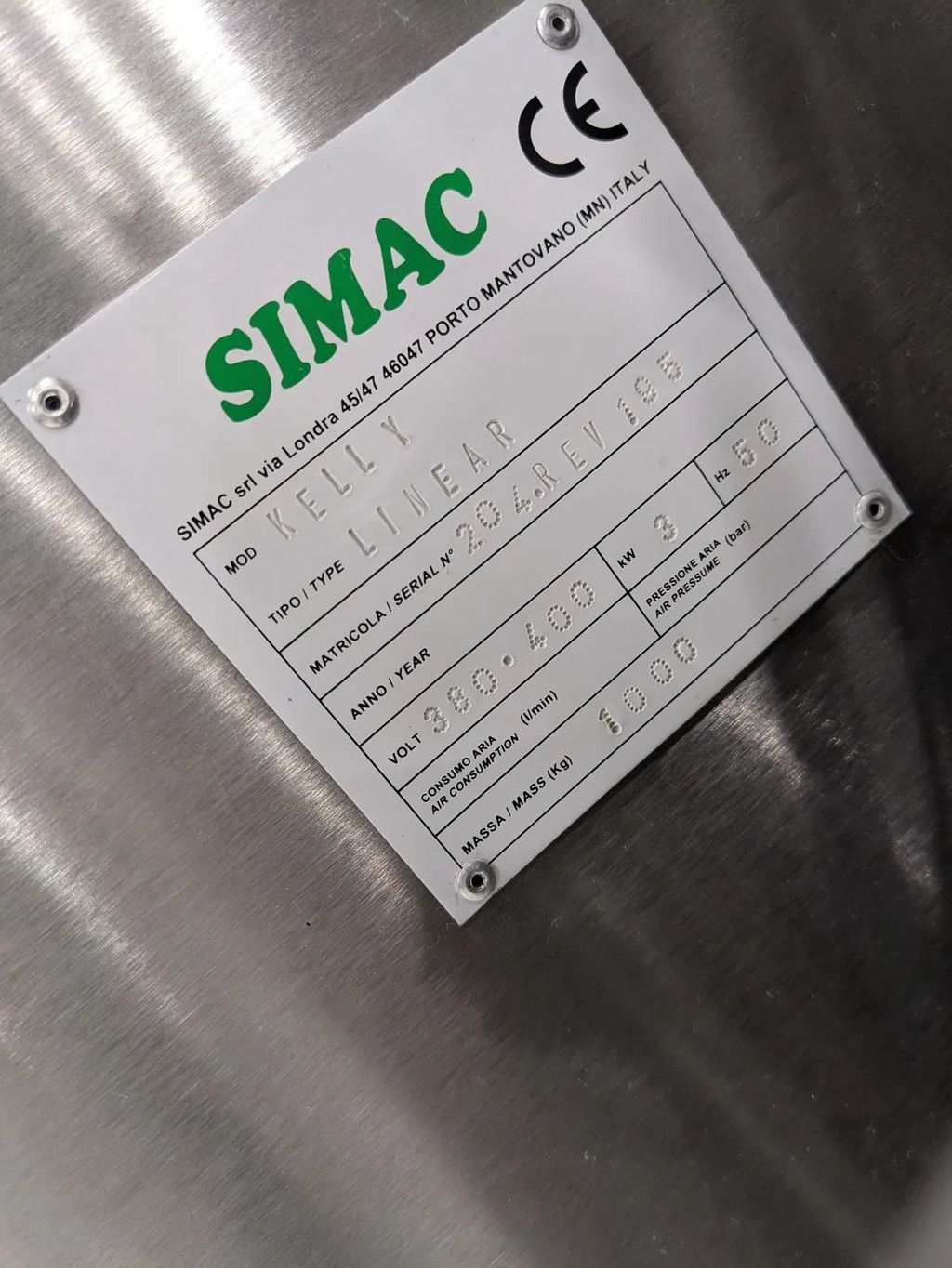 Simac Zelfklevende etiketeer machine, Kelly