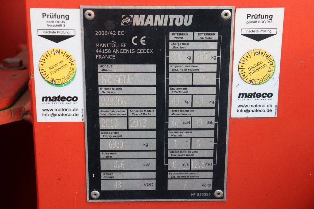 Manitou 170 AETJ Elektrische Gelenkteleskoparbeitsbühne 17 m 2013