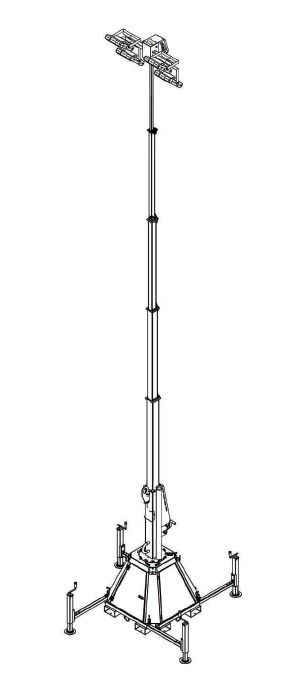 Generac lichtmast 10 meter 230V 4x400W telescopisch