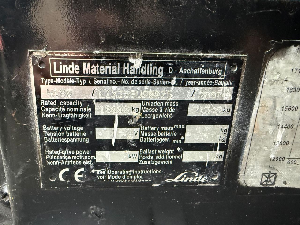 Heftruck linde H180 bj 2007