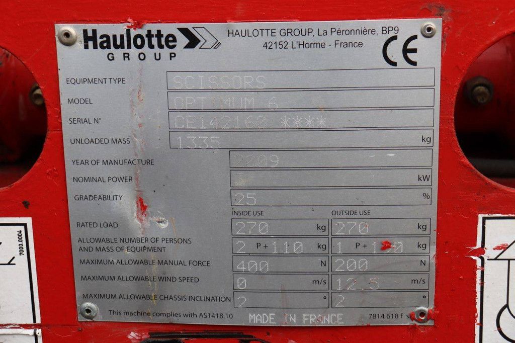 Scherenarbeitsbühne Haulotte Optimum 6 Electric 6,45 m 2009