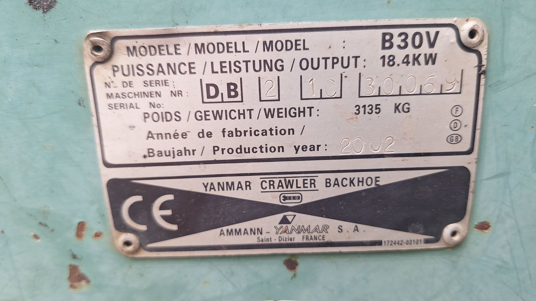 Yanmar B30-V hydr snelwissel met 4 bakken