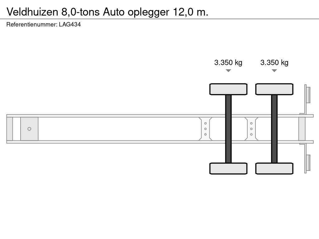 Veldhuizen 8,0-tons Auto oplegger 12,0 m.