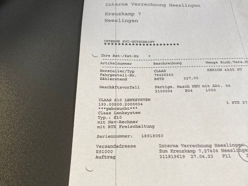Claas S10 RTK mit Navigationsrechner