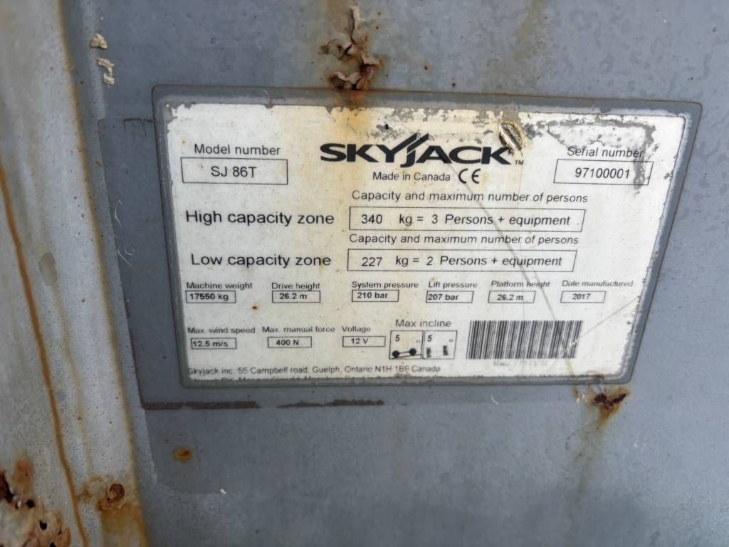 SkyJack SJ 86 T 28m telescoophoogwerker skyjack 86 86t