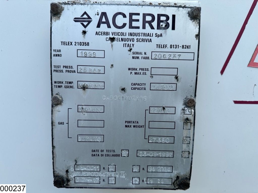 Acerbi Gas 54700 Liter, LPG GPL gas tank, Gaz, 1 Compartment
