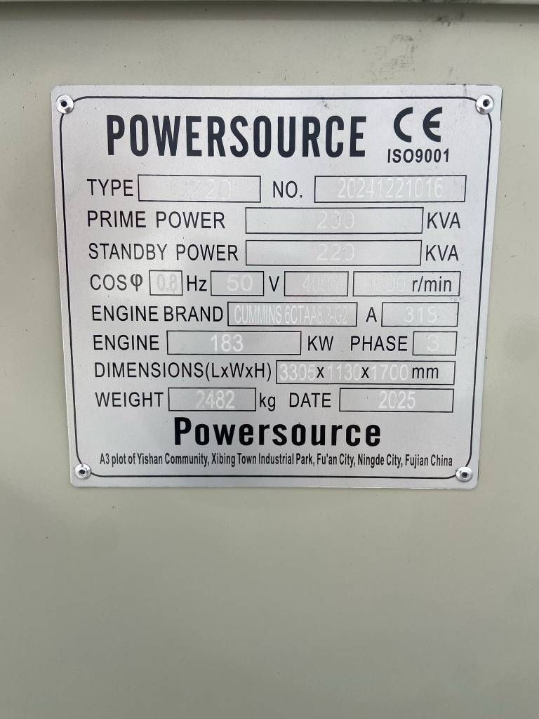 Cummins 6CTAA8.3-G2 - 220 kVA Generator - DPX-19840
