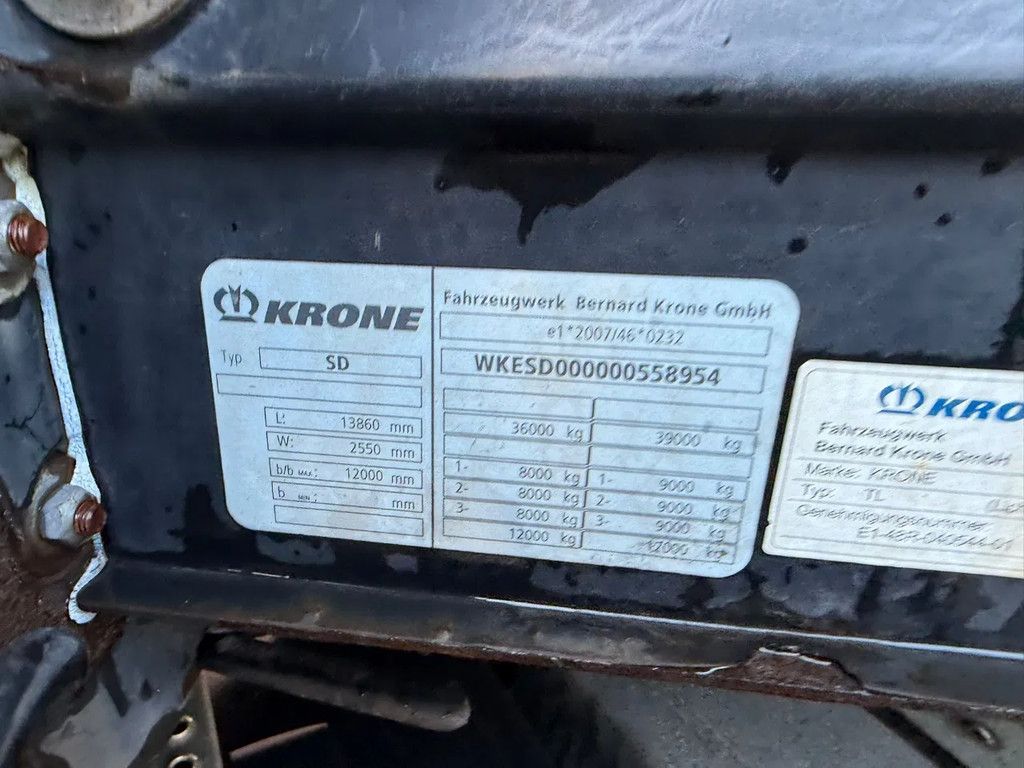 Krone SD Schuifzeilen/Schuifdak BPW 2 Opbergkist Reservewielhouder