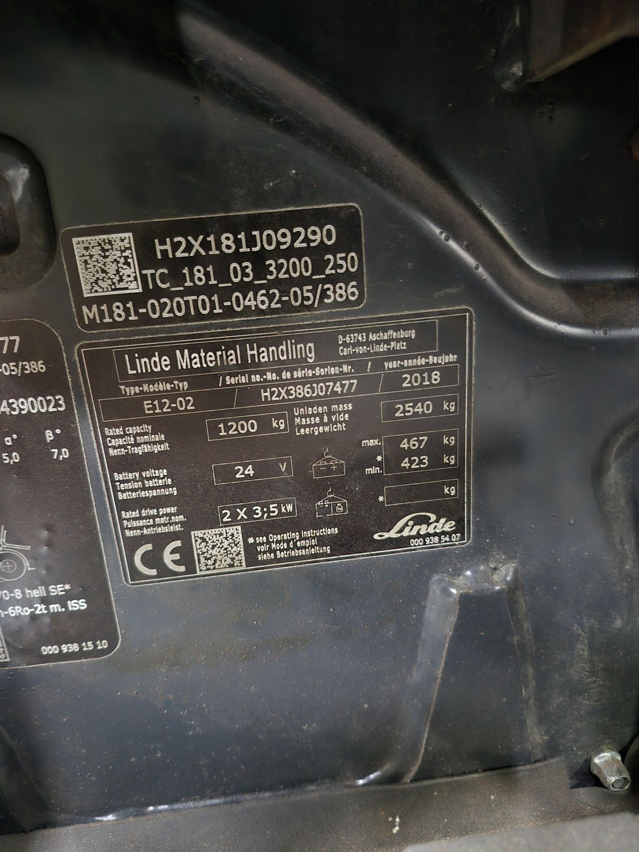 Linde E12-02 triplex sideshift 4.620 mm bj 2018