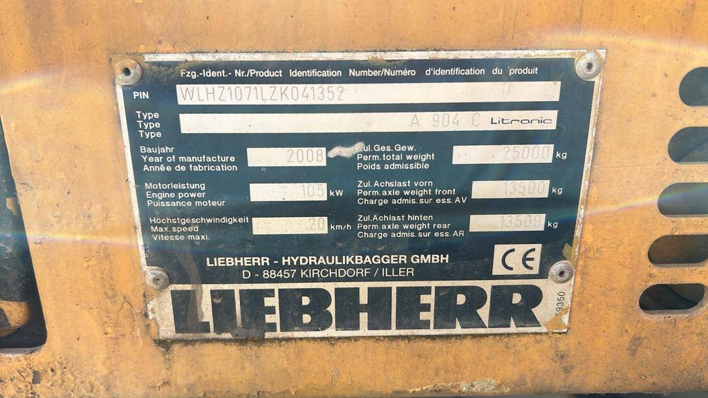 Wheeled excavator Liebherr A 904 C Diesel 2008