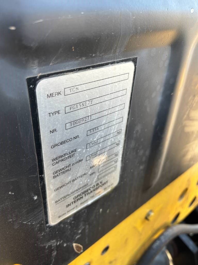 TCM FG15N17T 1.5 ton LPG heftruck triple mast