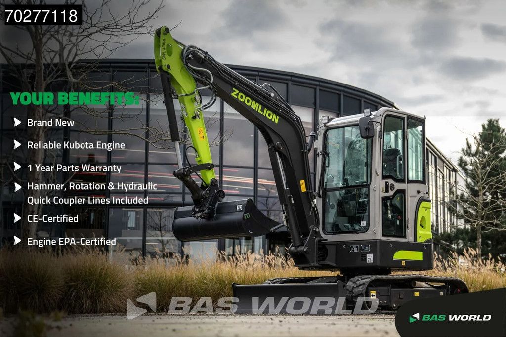 Zoomlion ZE26 GU FACTORY WARRANTY - CW/3 BUCKETS - CE CERTIFIED