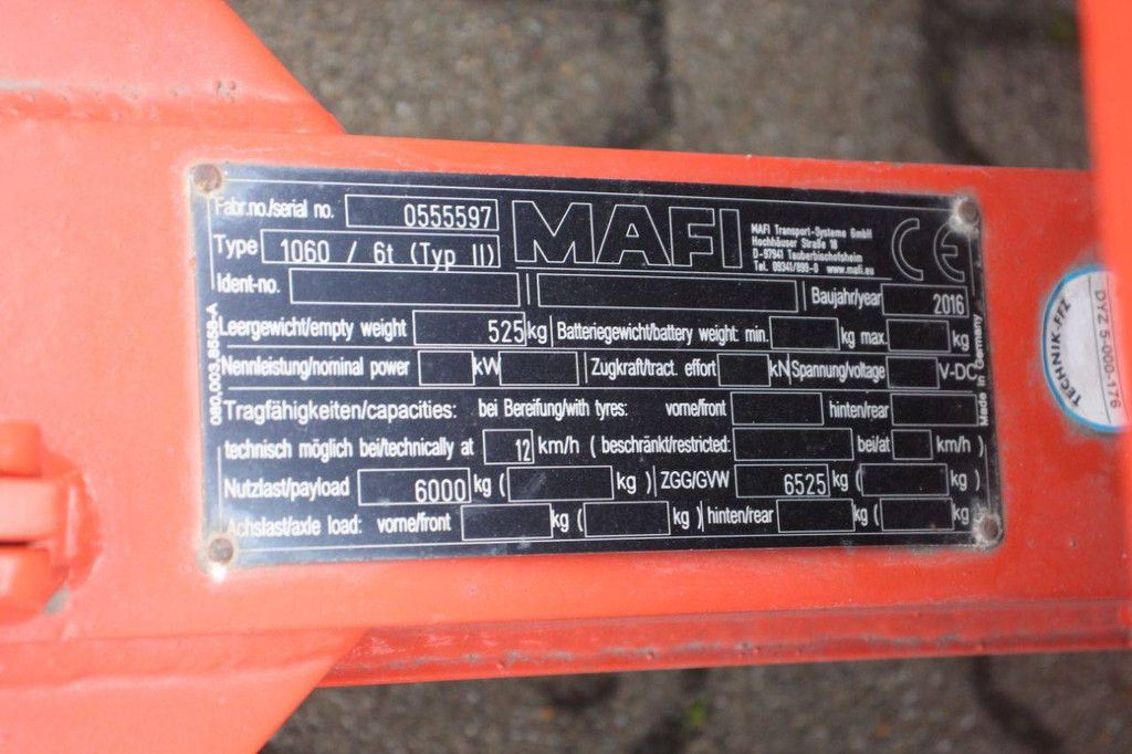 Flatbed Trailer MAFI 1060 6000kg 2016