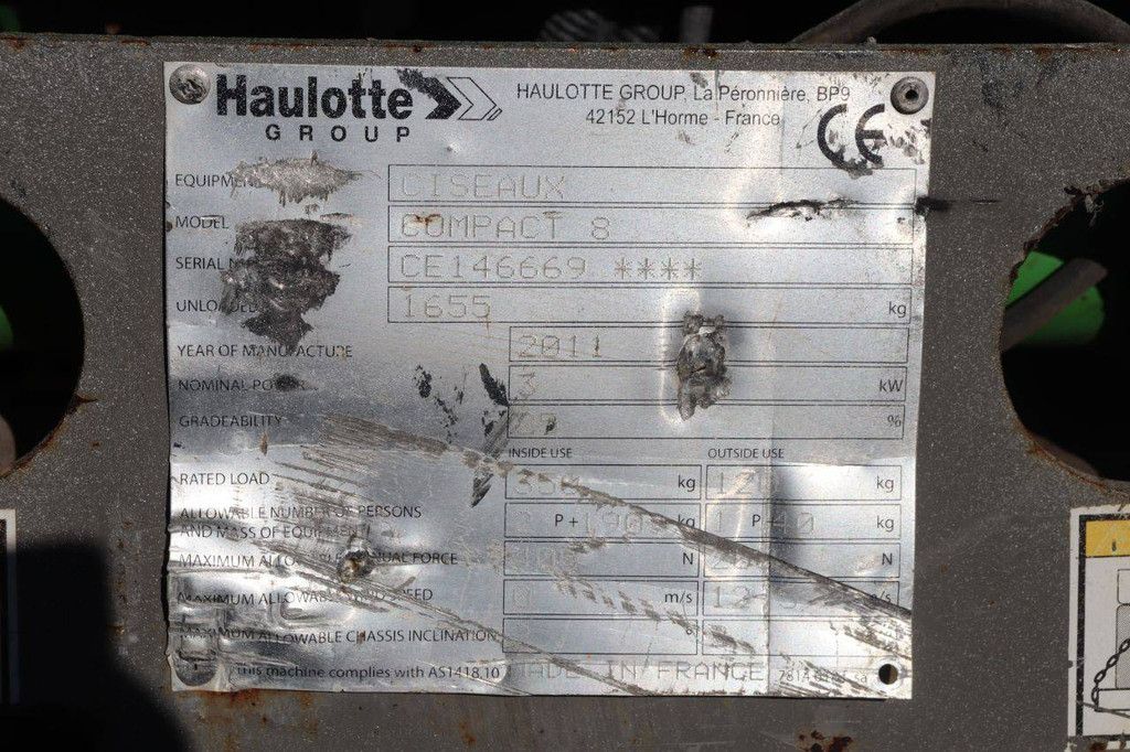 Scherenarbeitsbühne Haulotte Compact 8 Electric 8,2 m 2011