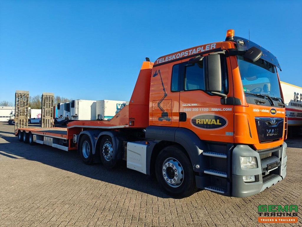 Zanner STL 45 3-achsiger SAF-Tieflader 13,5 m - 2 Lenkachsen - hydraulische Rampen 4,9 m - Hubbett - hydraulische Stützbeine - Winde - erstklassig!