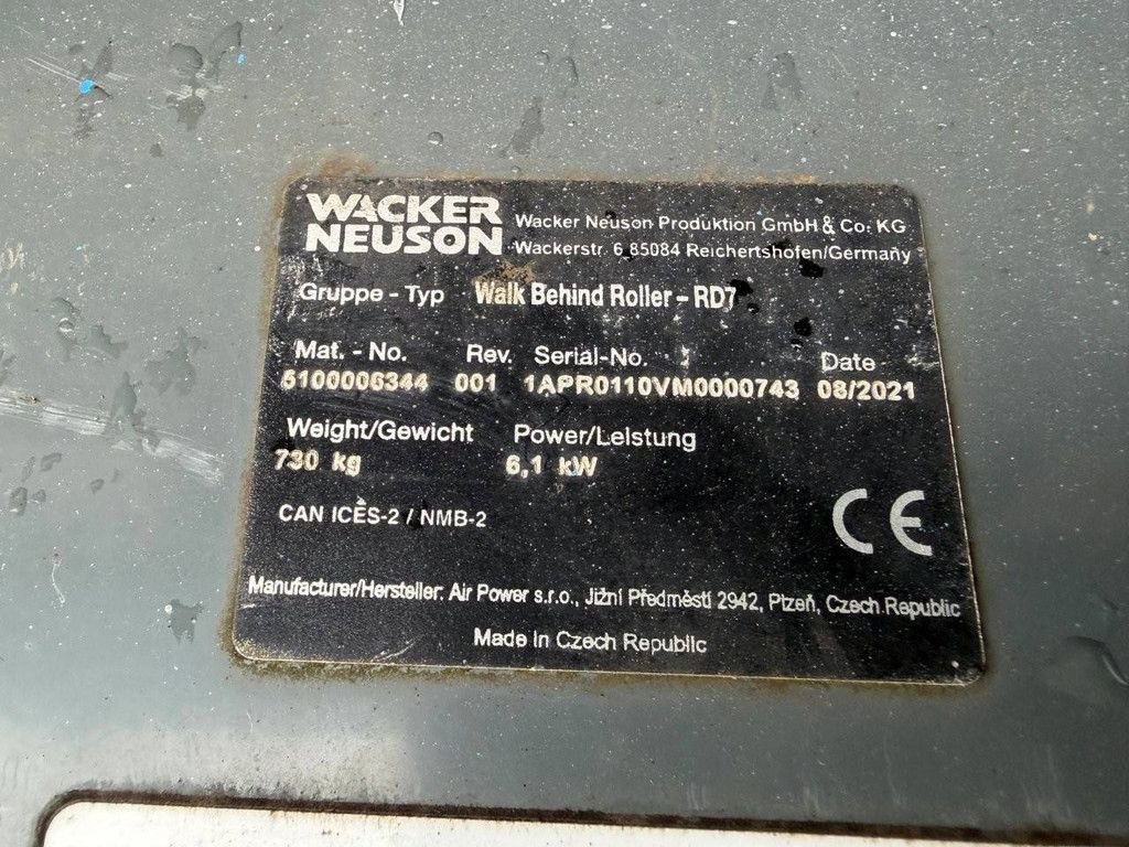 Wals Wacker Neuson RD7 Diesel 6.1kW 2021