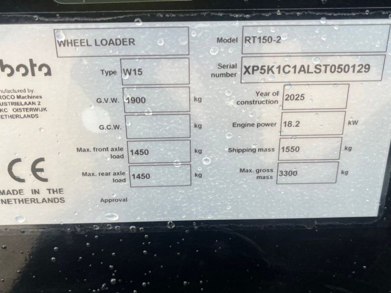 Kubota RT150-2 DEMO maskine med kun 38timer. SOM NY