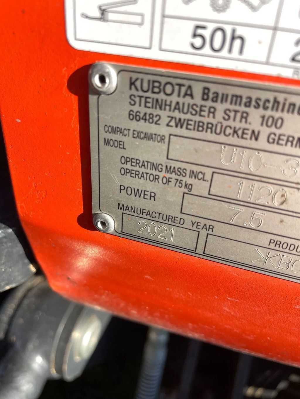 Kubota U10-3 minigraafmachine slechts 790 uur