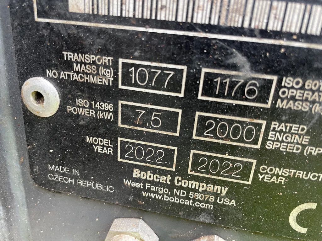 Bobcat E10 minigraver 2022 met 205 uur! CW05